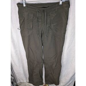 North Face Convertible Hiking Cargo Pant Capri Ripstop Khaki Green Womens 10 Med